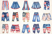 Watercolor 4th of July Pants Clipart, a Seasonal Illustration by Rose Art (Thumbnail 2 of 4)