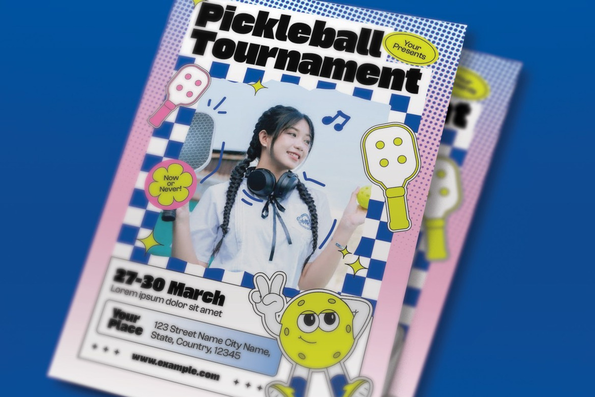 Blue Pickleball Tournament Flyer Set, a Flyer Template by graphicook (Photo 2 of 3)