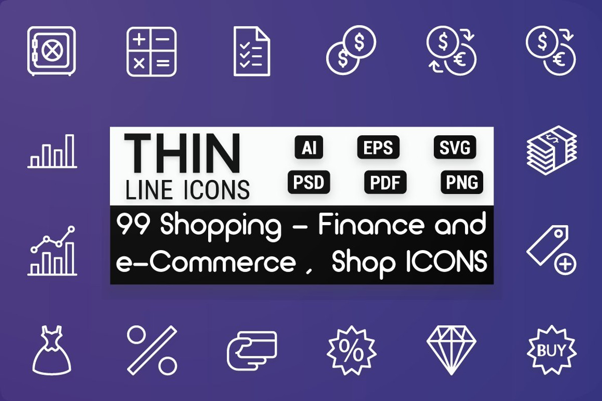 Shopping - Finance & Commerce Icons, an Outline Icon by FlatLineIcons (Photo 1 of 6)