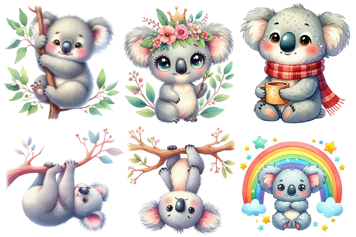 Cute Koala Sublimation Clipart, an Animal Illustration by Designworld (Photo 2 of 6)