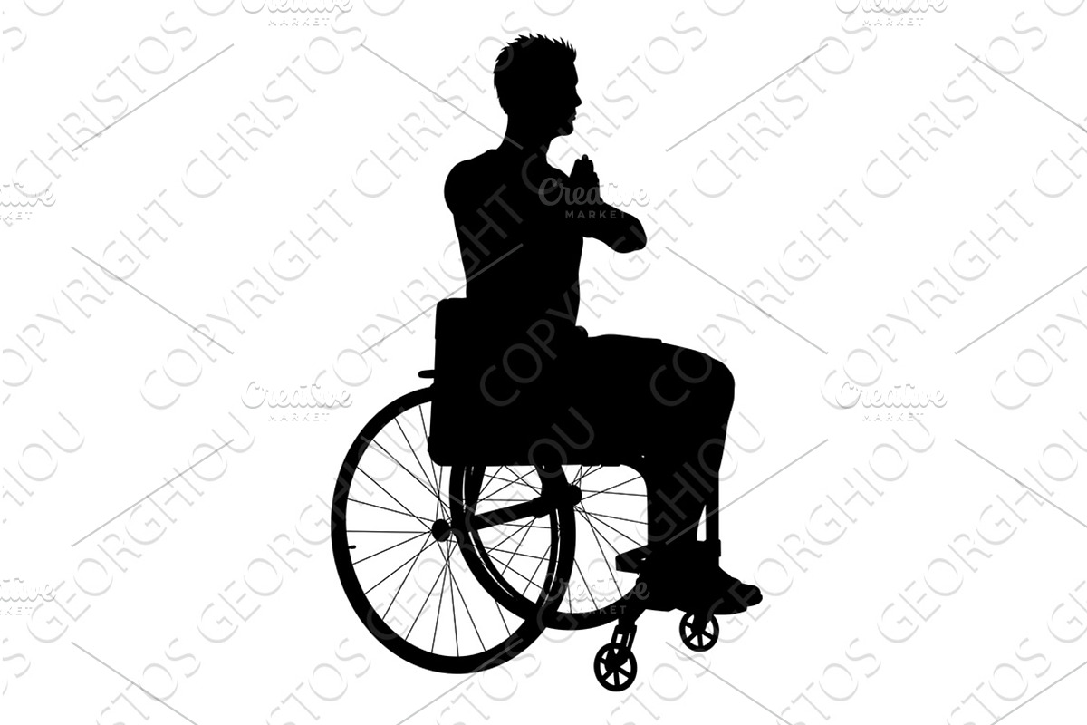 Silhouette Man Wheelchair Hands in, a Person Illustration by Christos Georghiou