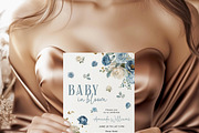 Navy Blue Floral Baby Shower Invite, an Invitation Template by LucaTheme (Thumbnail 3 of 6)