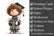 Whimsical Graduation Kids Clipart, a Seasonal Illustration by Canvas Craft (Thumbnail 3 of 10)