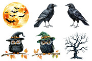 Watercolor Cute Halloween Clipart, a Seasonal Illustration by CitraGraphics (Thumbnail 5 of 7)