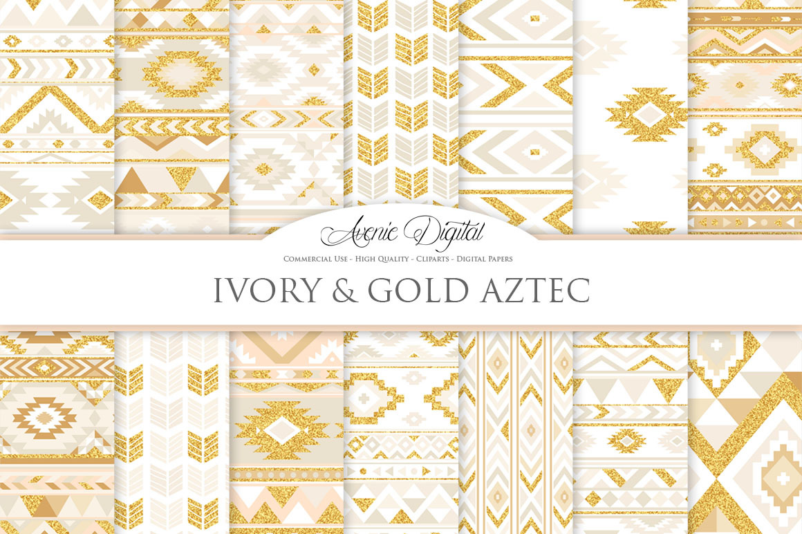 Ivory & Gold Boho Seamless Patterns, a Pattern Graphic by Avenie Digital