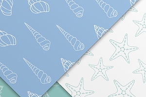 Seashell Seamless Pattern Set