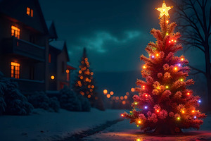 Elegant Decorated Christmas Tree for, a Photo by LOGOCREATIVE
