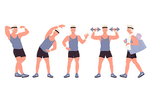 Male Fitness Trainer Poses in, a Sport Illustration by Flashvector