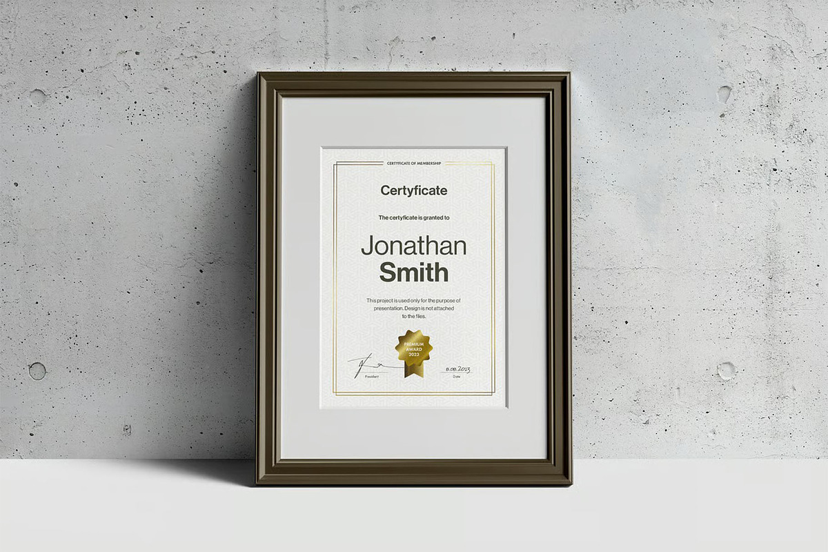 A4 Passe-partout Certificate Mock-up, an Advertising Mockup by zippypixelstudio (Photo 9 of 13)