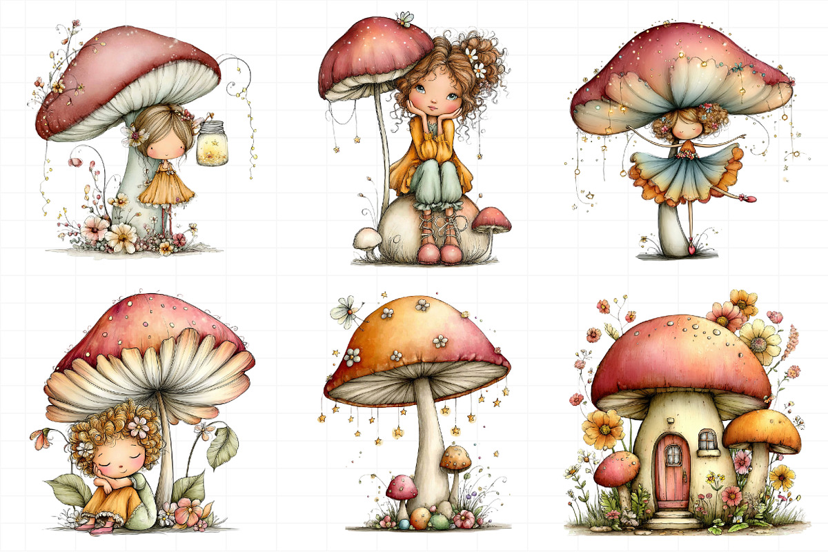 Quirky Mushroom And Fairy Clip Art, an Illustration by Daily.Designs (Photo 5 of 6)