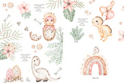 Watercolor Cute Baby Dino Collection, an Animal Illustration by MayaNavits (Thumbnail 14 of 14)
