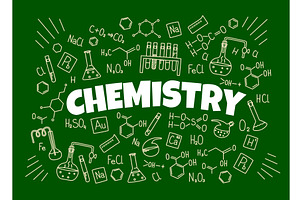Chemistry formulas on school board, an Education Illustration by Buch&Bee