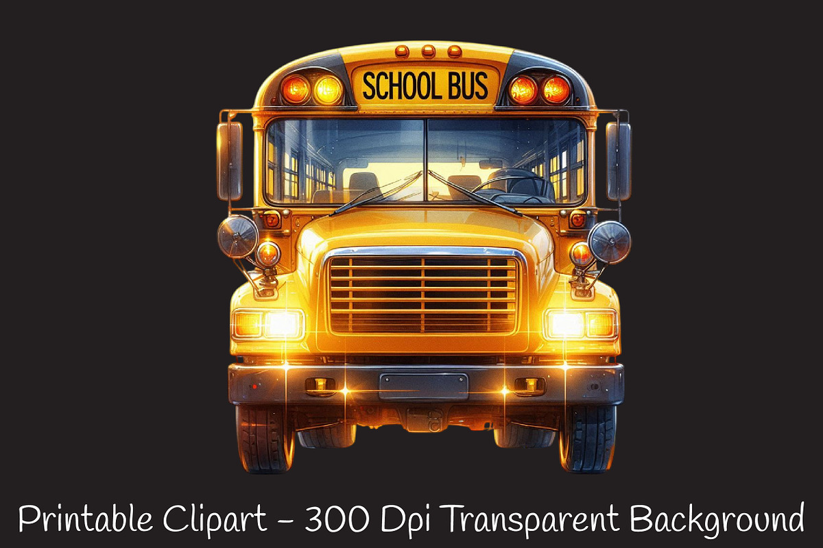 Back To School Bus Watercolor Png, an Illustration by RobertsArt (Photo 6 of 7)