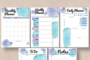 Watercolor 5 Planner Pack - A4 & A5