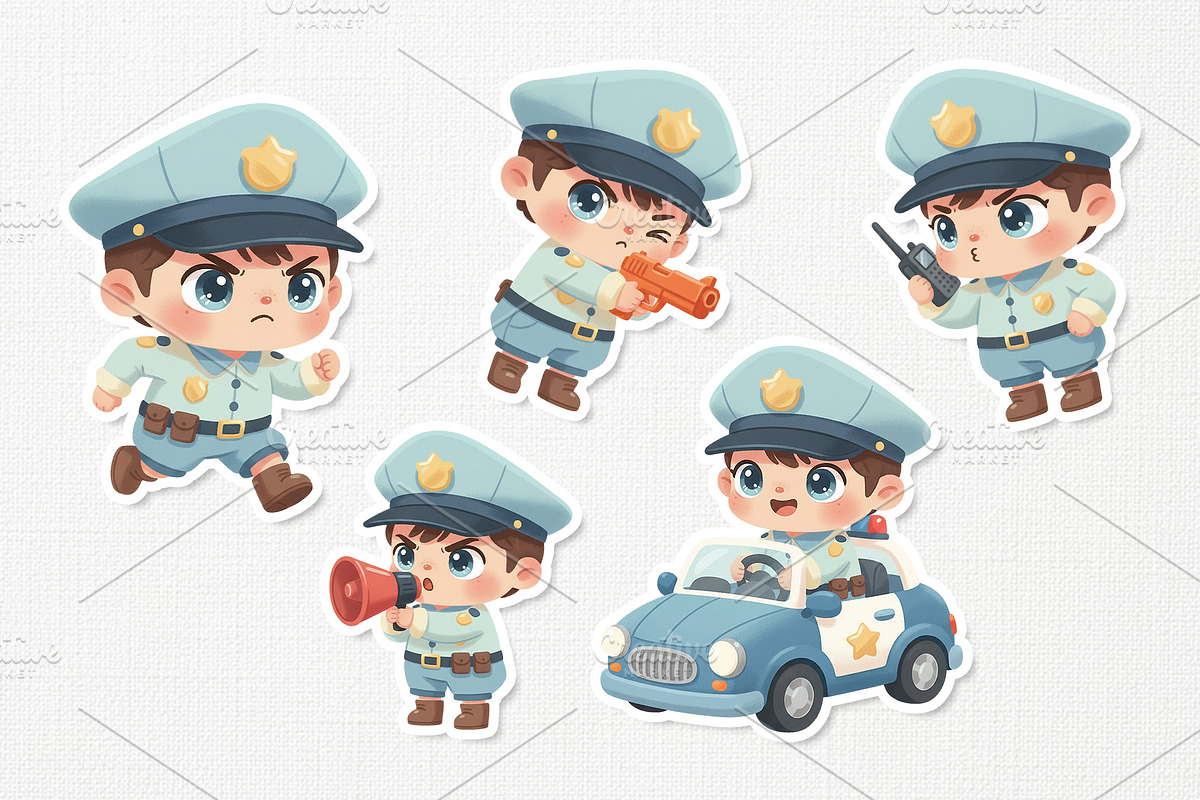 Cute Police Kid Full-Body Cartoon, a Work Illustration by Gohsantosa (Photo 4 of 4)