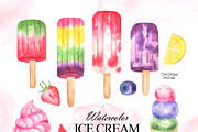 Colorful watercolor ice cream, a Food Illustration by OlDm_Shop (Thumbnail 2 of 10)