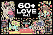 Love Typography Sticker Pack Vol.1, a Graphic by 159room.studio (Thumbnail 1 of 6)