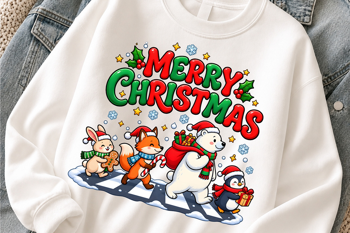 Cute Animals Merry Christmas PNG, an Object Graphic by Zahyl Studio (Photo 3 of 7)