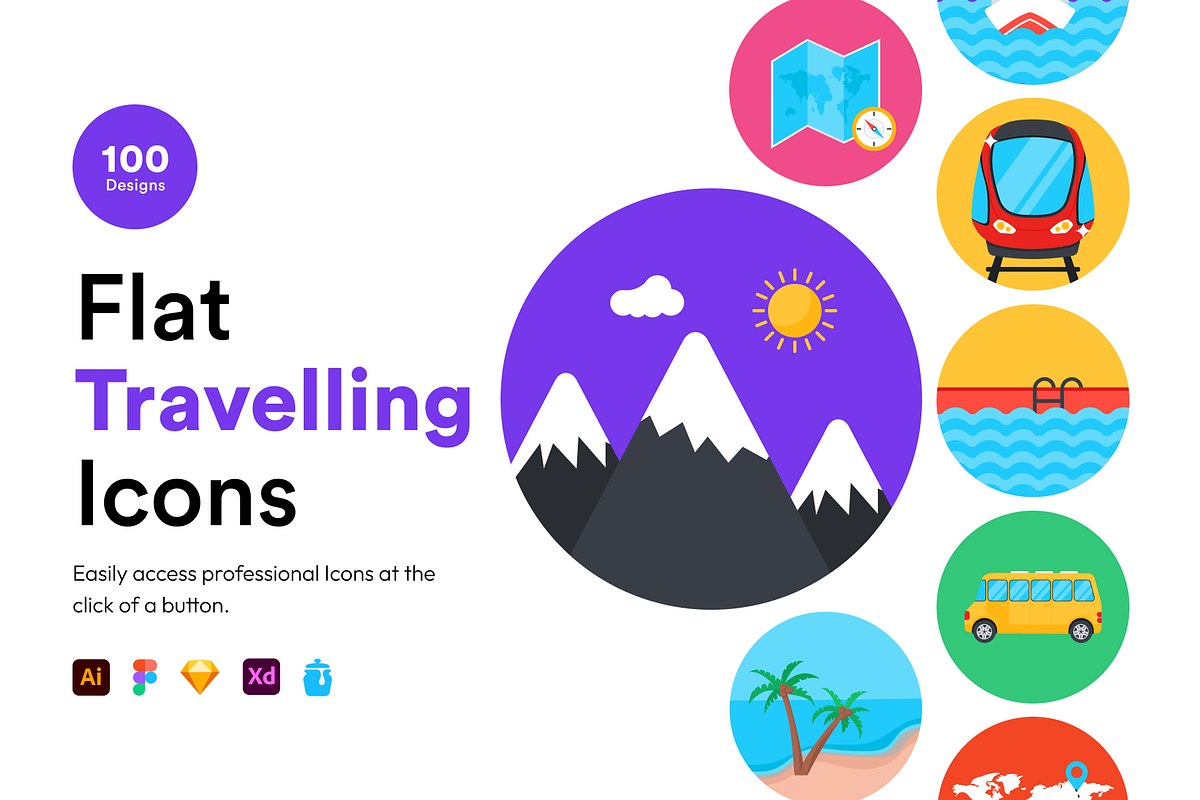 Flat Travelling Icons, a Duotone Icon by Brickclay (Photo 1 of 6)