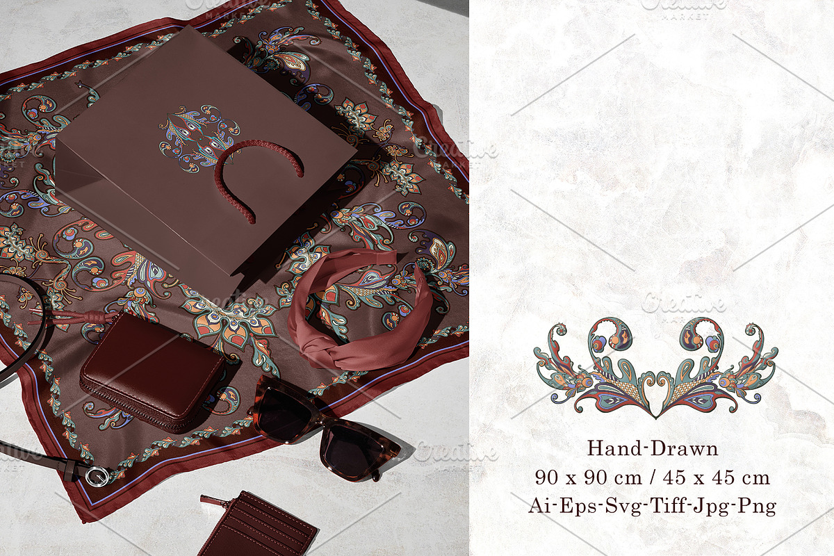 Autumn Baroque Paisley Silk Scarf, an Object Graphic by ilustrinna (Photo 3 of 10)