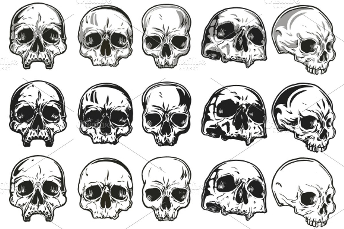 Skulls Vector Set, an Illustration by BusOne (Photo 4 of 4)