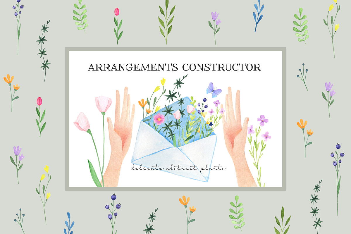 Watercolor Delicate Floral Kit, an Object Graphic by Naty Art (Photo 1 of 18)