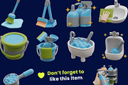 Cleaning & Housekeeping 3D Icon Set, an Environmental 3D Model by orenjidesign (Thumbnail 8 of 8)