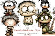 Whimsical Halloween Clipart Bundle, an Illustration by DreamCafeArt (Thumbnail 1 of 8)