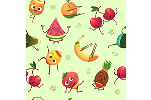 Yoga fruits. seamless background, a Food Illustration by Onyx