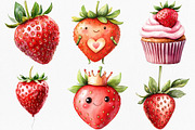 Watercolor Sweet Strawberry Clipart, an Illustration by Canvas Craft (Thumbnail 4 of 8)