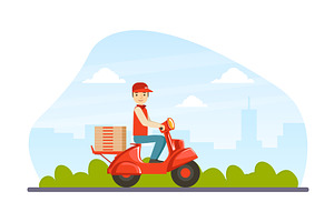 Express Delivery Service, Courier, a Food Illustration by TopVectors