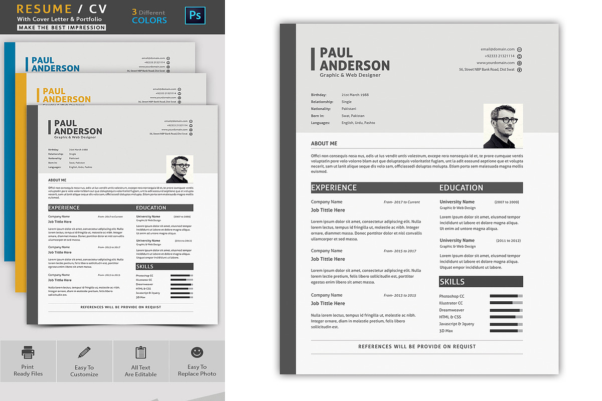 Clean Resume/CV, a Resume Template by Artiverge (Photo 1 of 4)