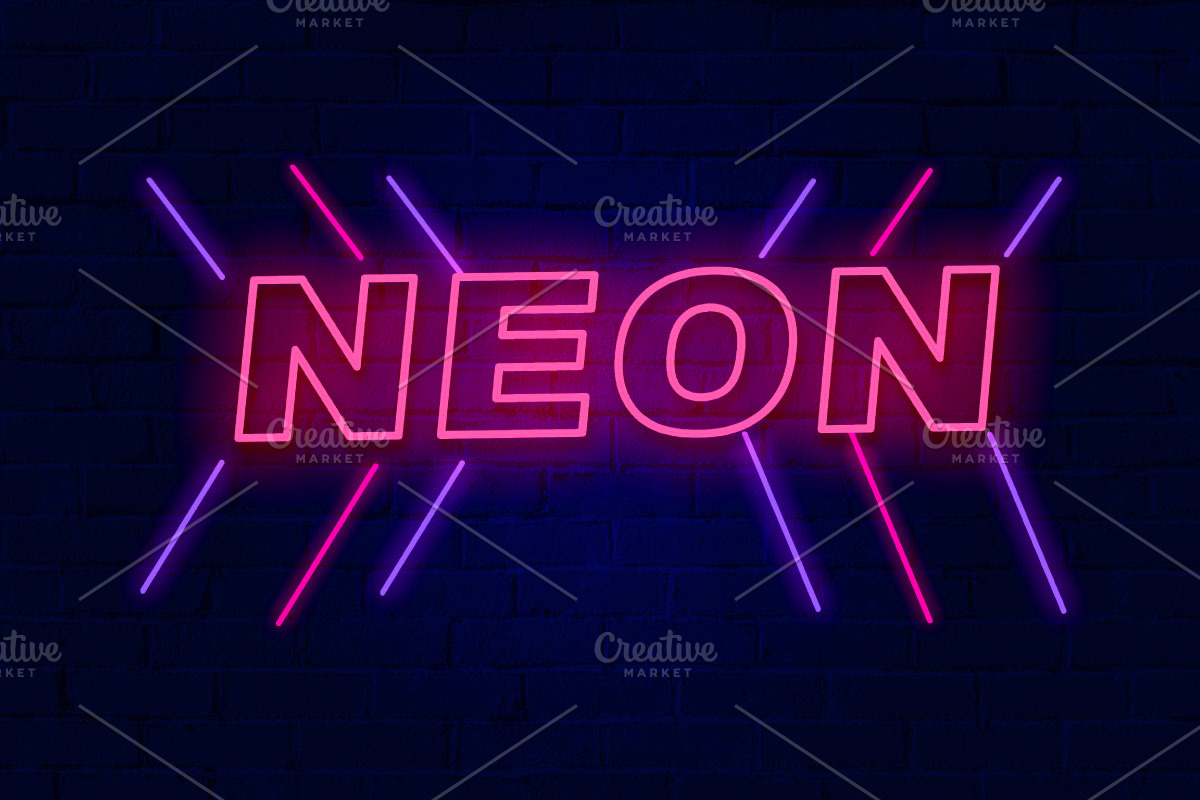 Neon Sign PSD Editable Text Effect, a Layer Style Add-On by TrueVector