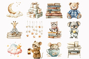 Watercolor Sleepy Animals Clipart, an Illustration by Design Market (Thumbnail 6 of 7)