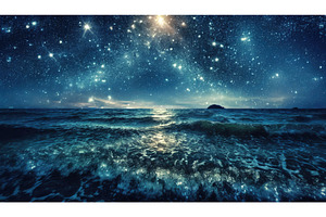 A starry night over an ocean, with, a Nature Photo by Igor Tichonow