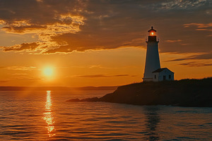 A stunning lighthouse towers, a Photo by Pavel_design