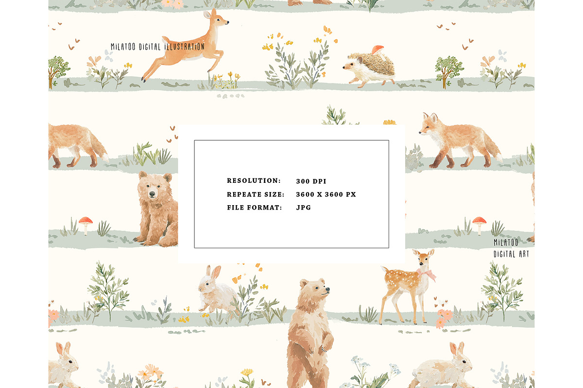Woodland enchanted forest pattern, a Pattern Graphic by Milatoo (Photo 3 of 3)