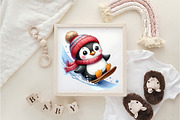 Watercolor Ice Penguin Clipart PNG, a Work Illustration by Dream Creation (Thumbnail 5 of 6)