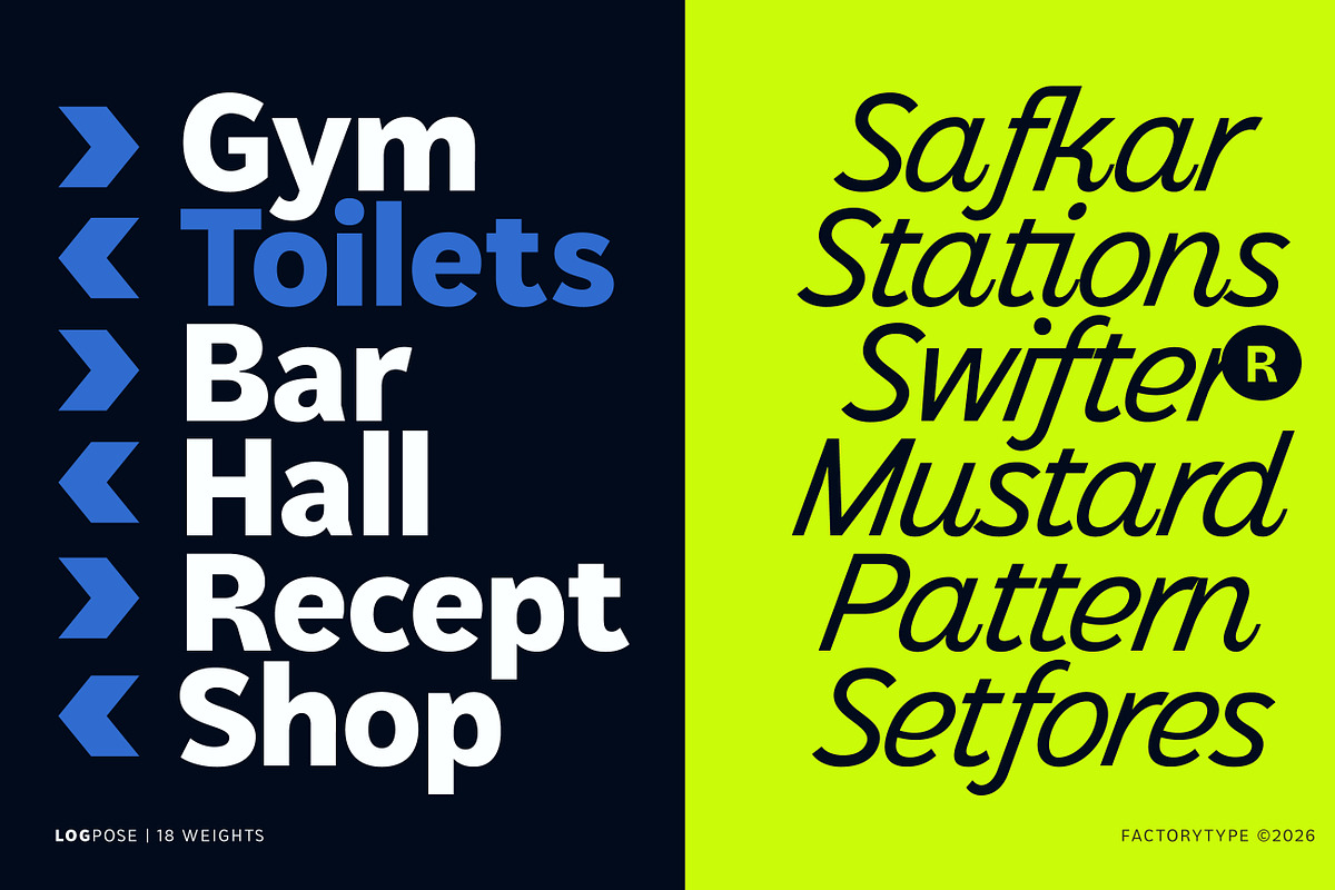 LogPose — Modern Geometric Sans, a Sans Serif Font by FactoryType Studio (Photo 5 of 10)