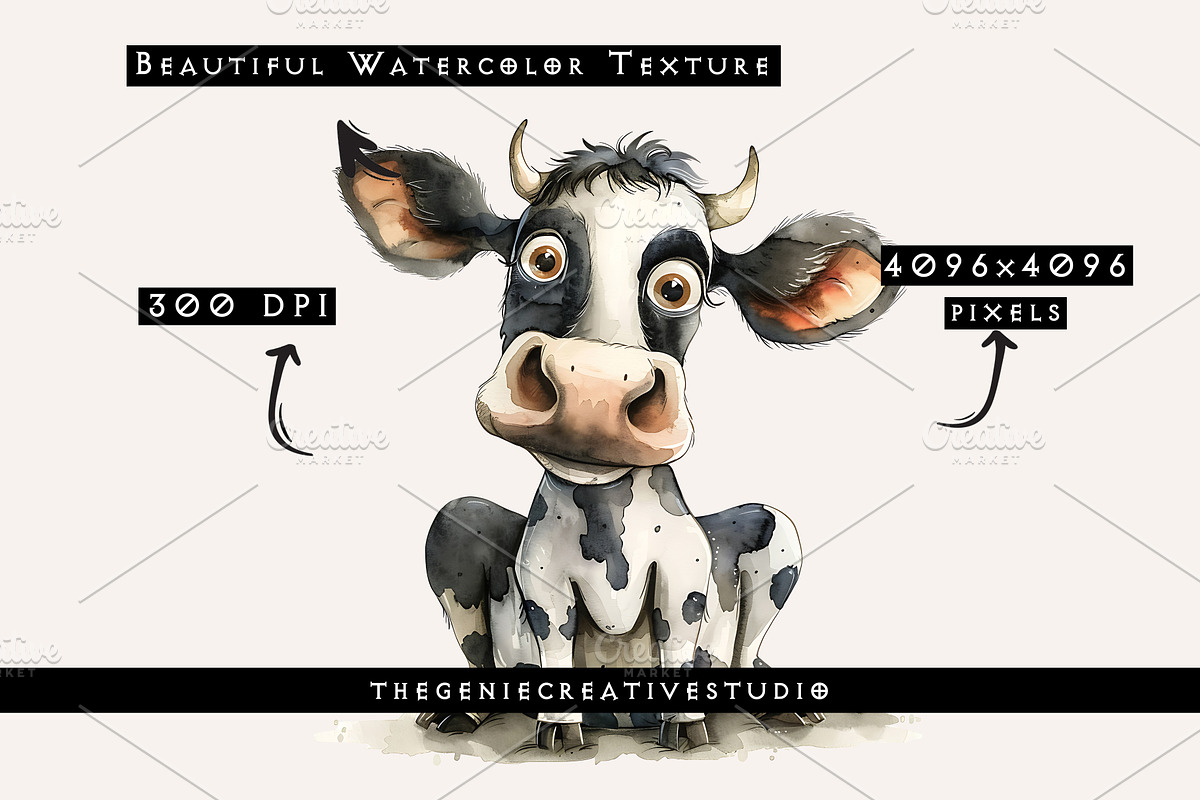 Cartoon Cow PNG Clipart Set, an Animal Illustration by Geniecreativestudio (Photo 3 of 9)