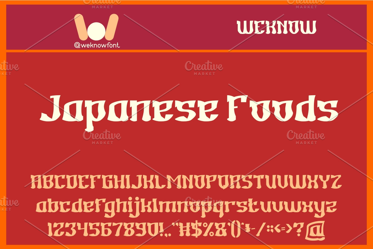 Japanese Foods font, a Font by weknow (Photo 1 of 5)