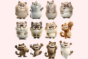 Funny Cat Clipart PNG Bundle, a Graphic by M9 Design (Thumbnail 3 of 9)