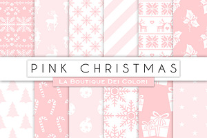 Pink Christmas Digital Papers