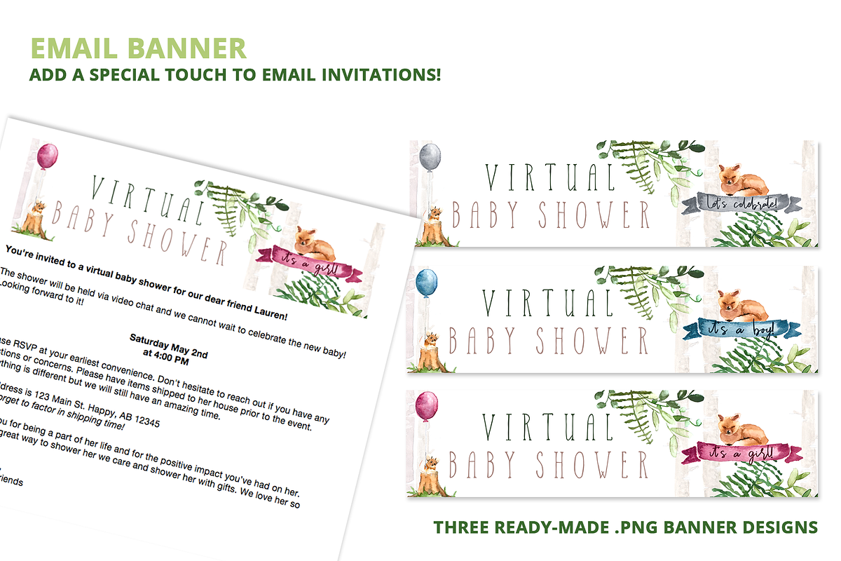 Virtual Baby Shower - Woodland, an Invitation Template by plaidGecko (Photo 3 of 5)