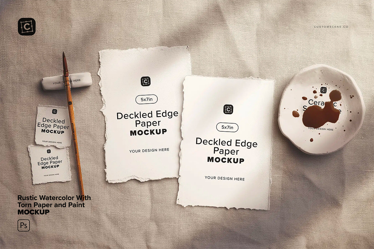 Rustic Watercolor Paper and Paint, a Product Mockup by Custom Scene (Photo 2 of 10)