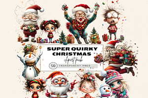 SUPER QUIRKY CHRISTMAS CLIPART PACK, a Person Illustration by Daring Digies