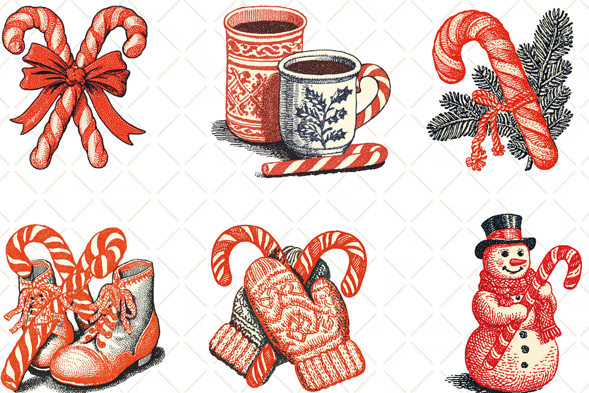 Cozy Winter Candy Cane Clipart, an Illustration by Black Bird Studio (Photo 3 of 6)