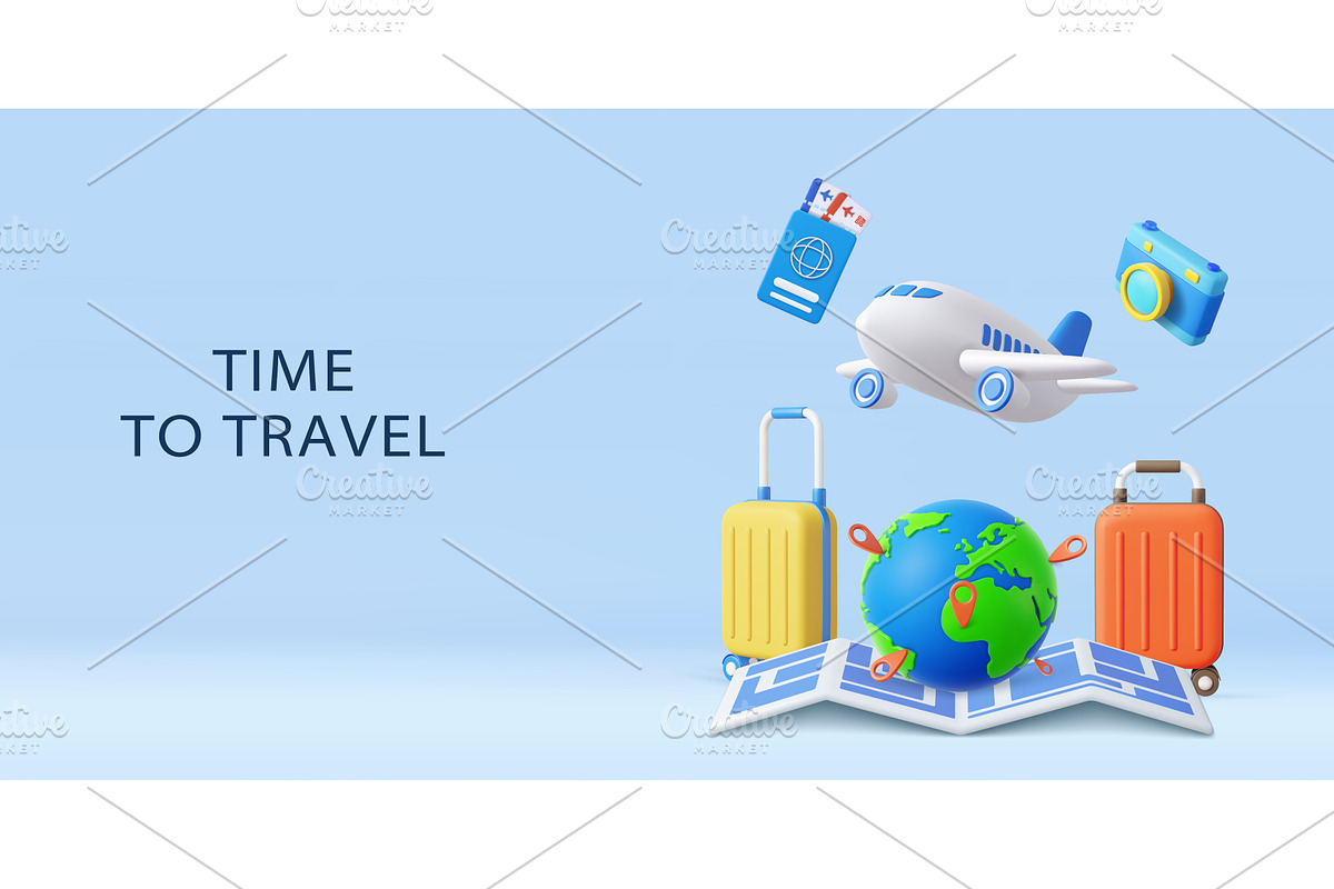 3d Time to travel concept with globe, an Object Illustration by ModVector