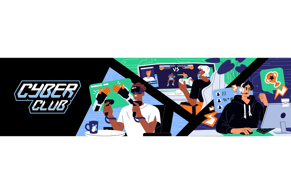 Gamers playing computer games set, an Illustration by PaperTrident (Photo 9 of 11)