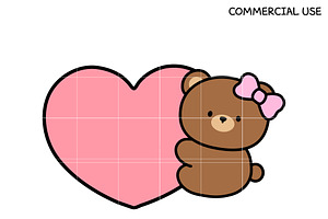 Cute Bear with Heart SVG